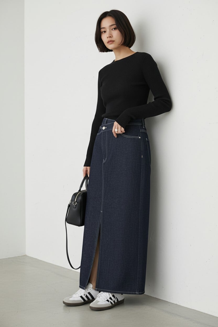 クロスウエストデニムスカート