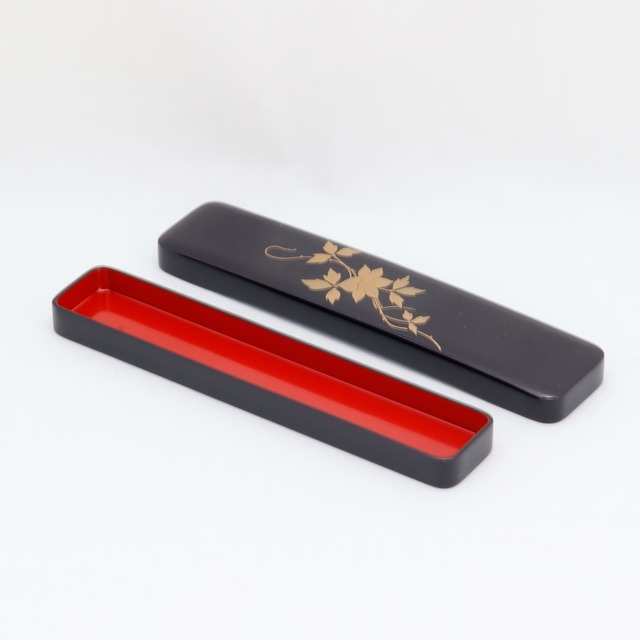 706-1 輪島塗 箸箱／黒塗／鉄線蒔絵