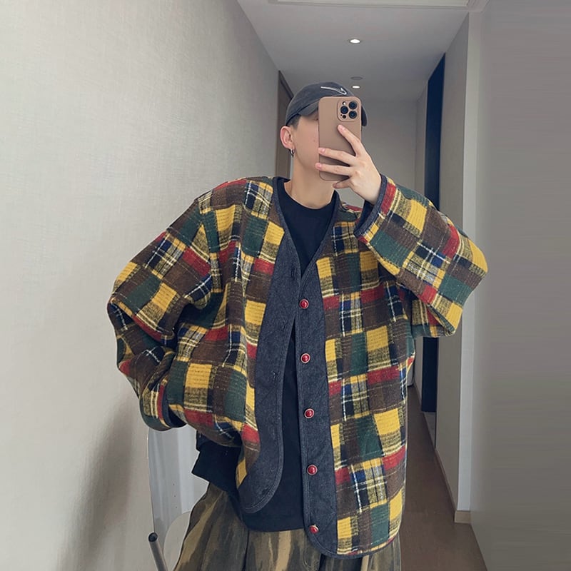 dannyandzeeコントラストカラーパッチワークジャケット