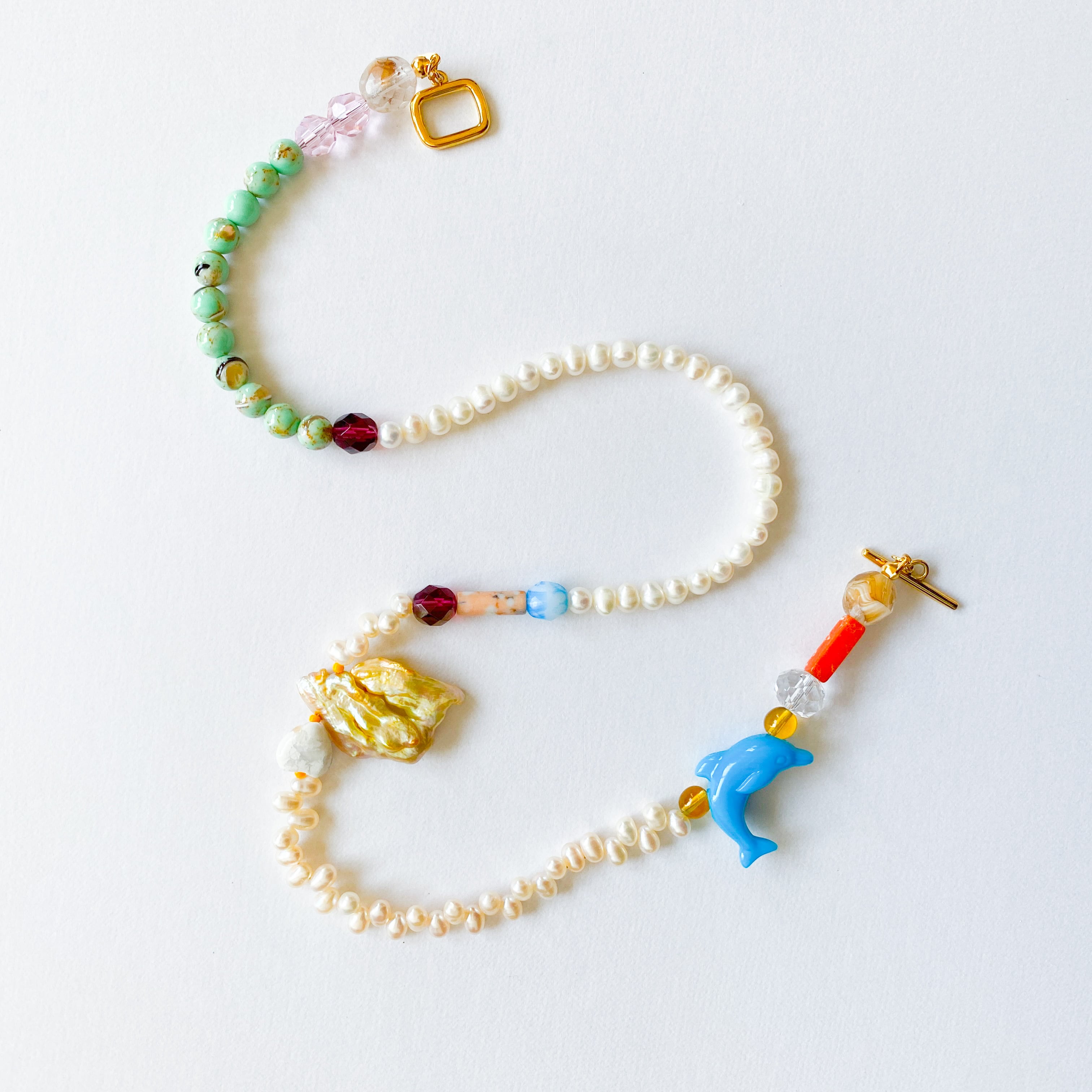 淡水パールとビーズのネックレス(たまに天然石）