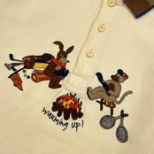 Jean Charles de Castelbajac Sport カステルバジャック 刺繍 鹿の子 長袖 ポロシャツ 1/アイボリー メンズ ゴルフ