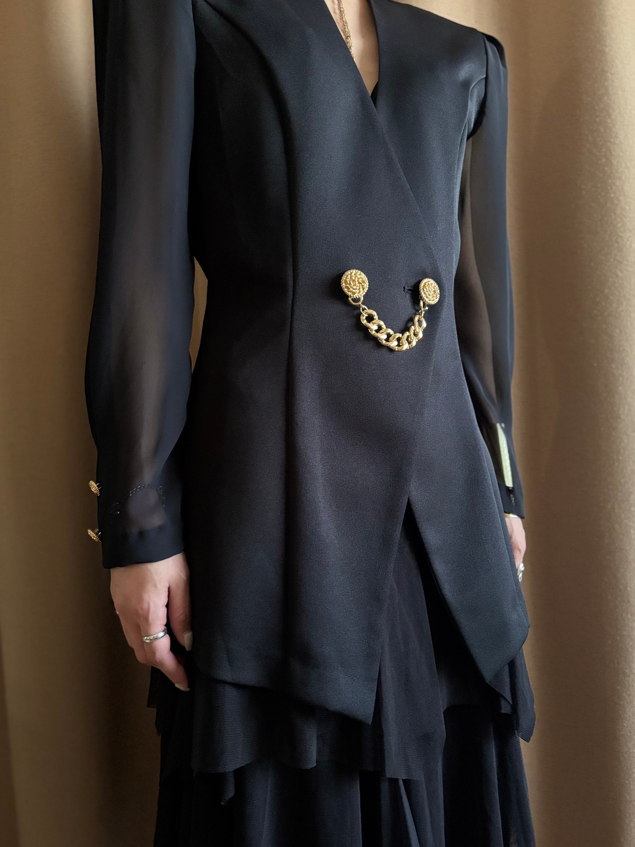 MADE IN JAPAN black sheer sleeve jacket-4736-6