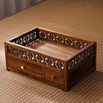 木の収納棚 収納棚 ２段 収納ラック 引出し付 卓上ラック オープンラック 小物収納棚 収納家具 木製家具 ラック 棚 木製 北欧 オシャレ 収納