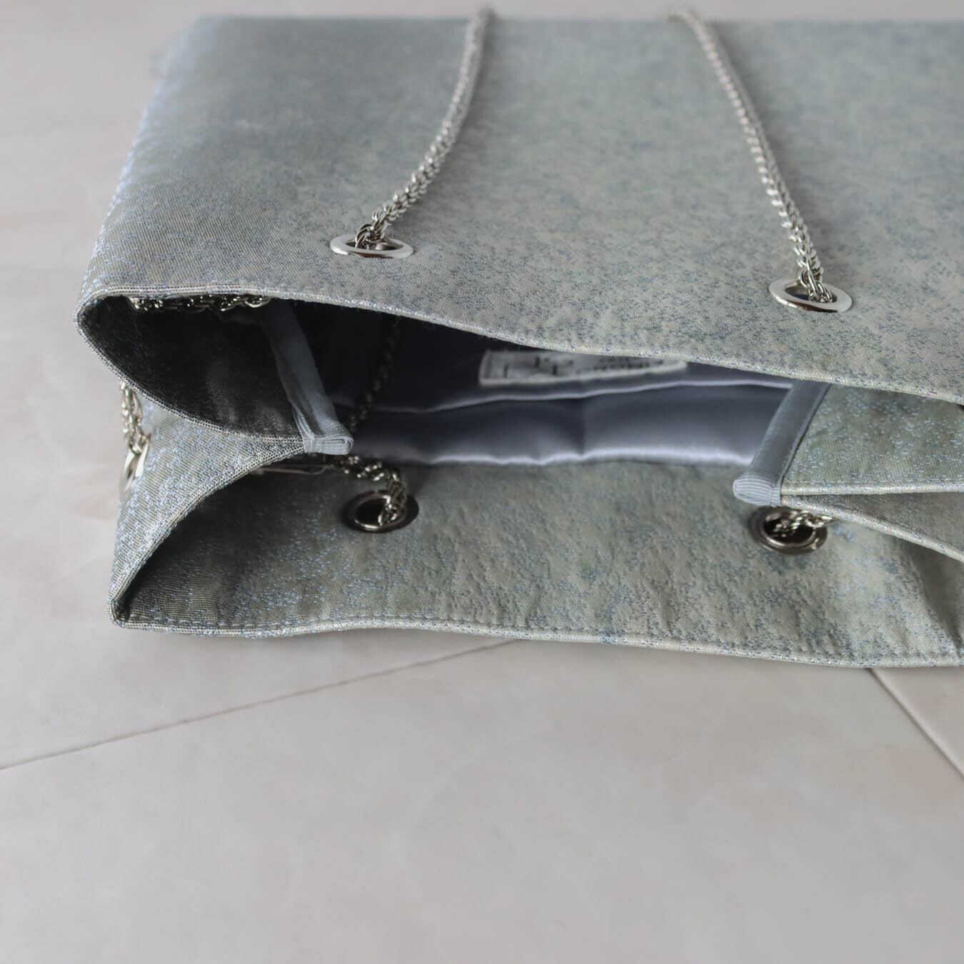銀色の帯 Obi Drawstring Bag Large/モルタルグレー/帯リメイクバッグ | KIMONO