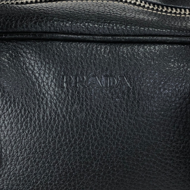 PRADA プラダ ハンドバッグ ブラック ロゴ型押し レザー ミニボストン vintage ヴィンテージ オールド wuztbm
