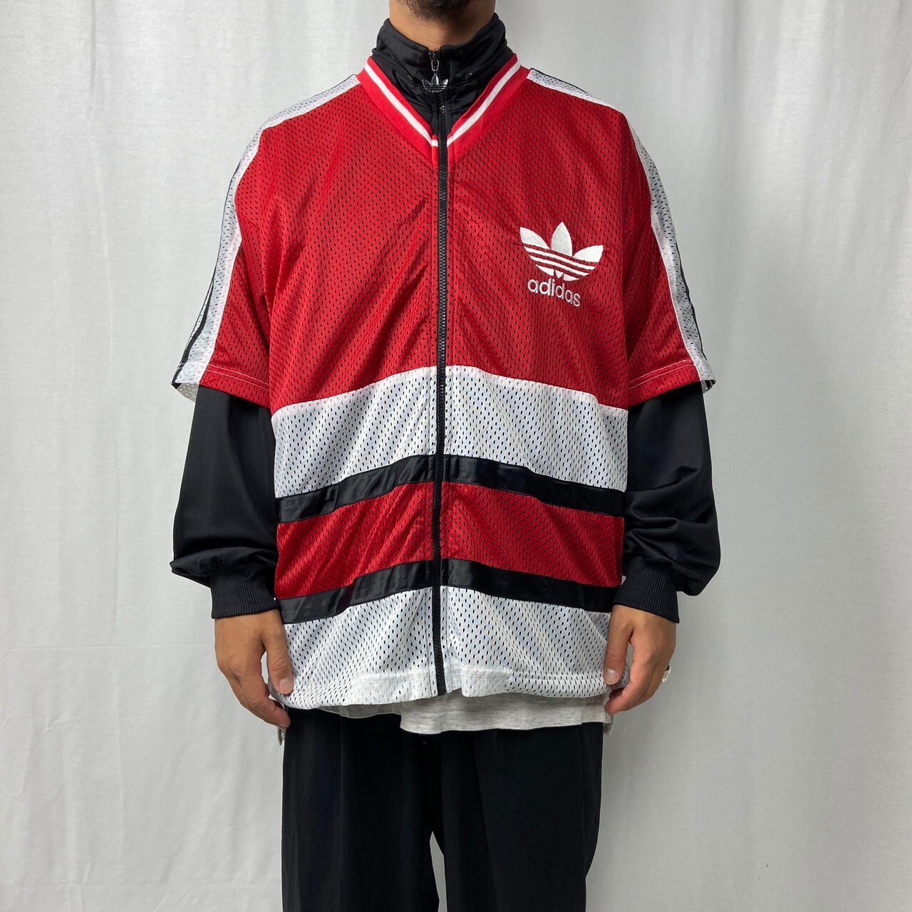 90年代 adidas アディダス ドッキング フェイクレイヤード メッシュ 