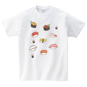 寿司 食べ物 Tシャツ メンズ レディース 半袖 白 30代 40代 プレゼント 大きいサイズ 綿100% 160 S M L XL
