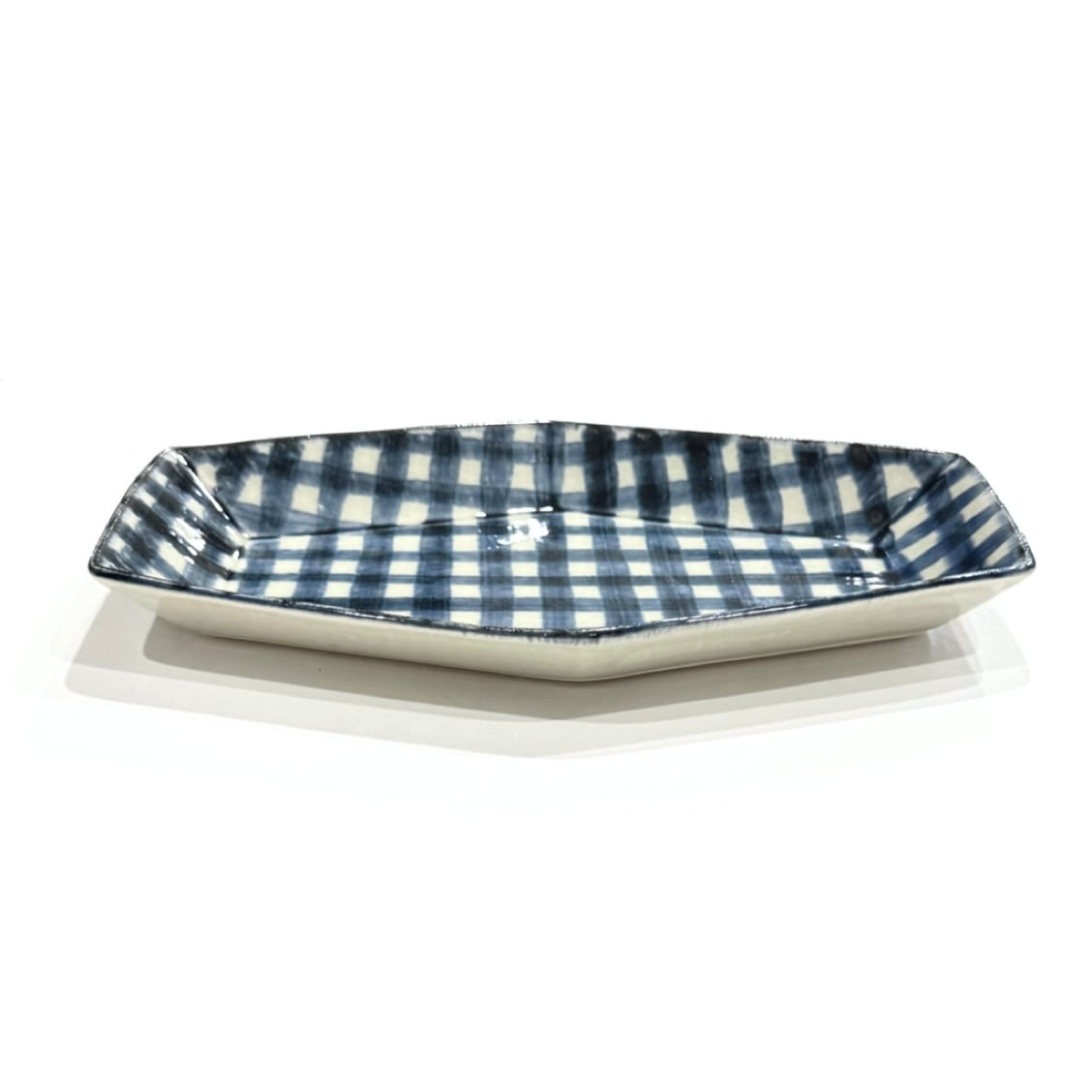 SALE】チェック 六角長皿 ブルー B .C(アウトレット) | 24to3［西富