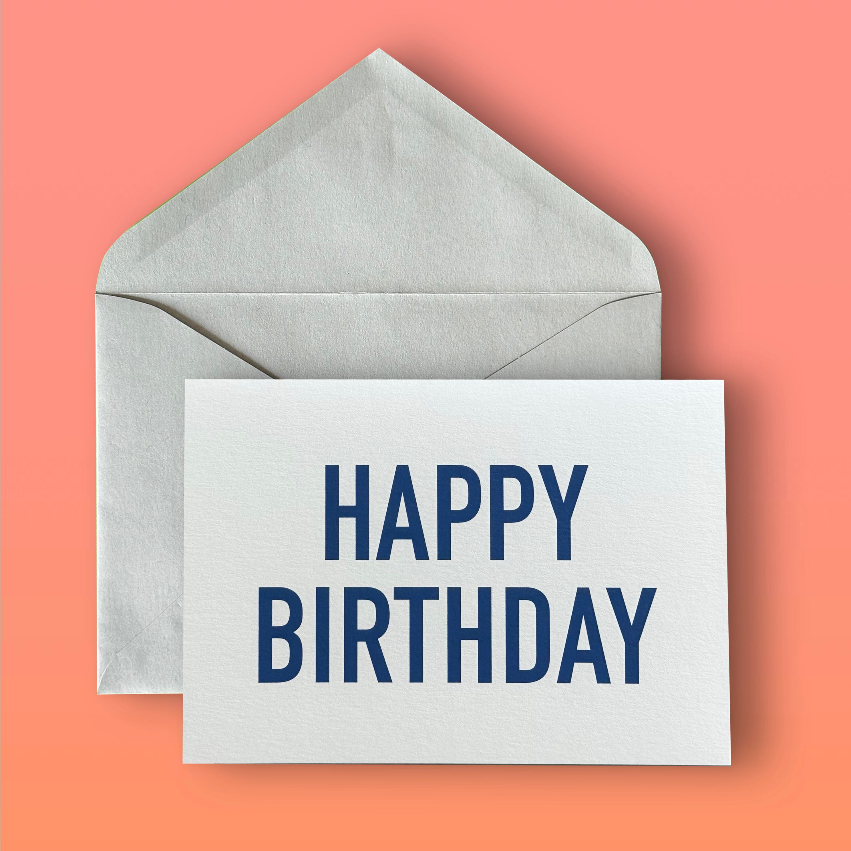 バースデーカード/ HAPPY BIRTHDAY/White×Navy Blue