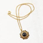vintage necklace Black × Heart circle × Swarovski