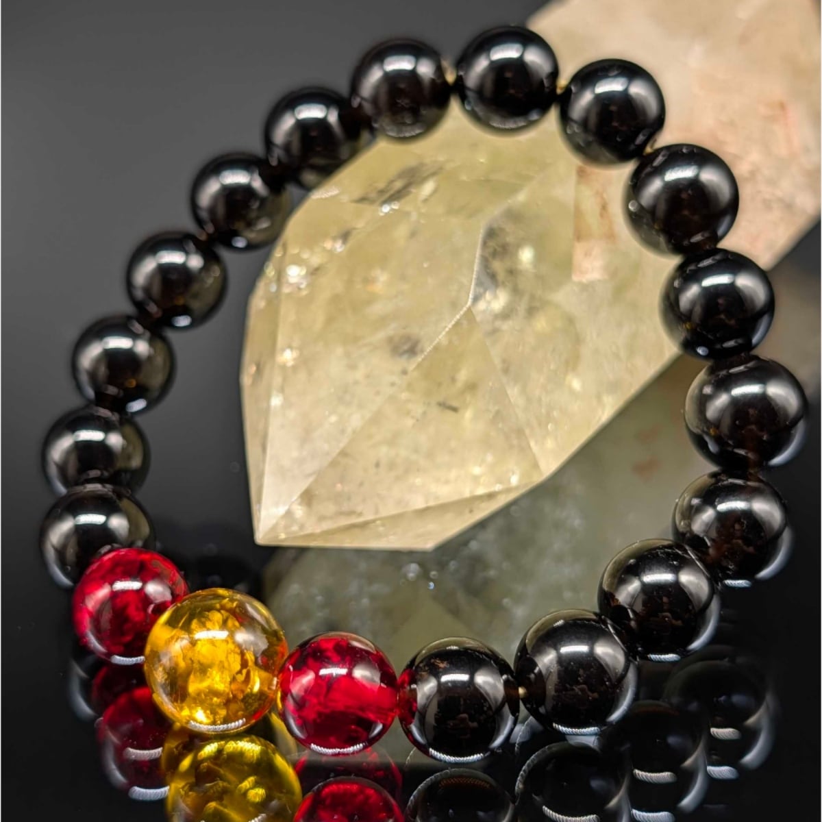 パワーストーン】ヒマラヤ水晶・モリオン 10mm 3天・ブレスレット