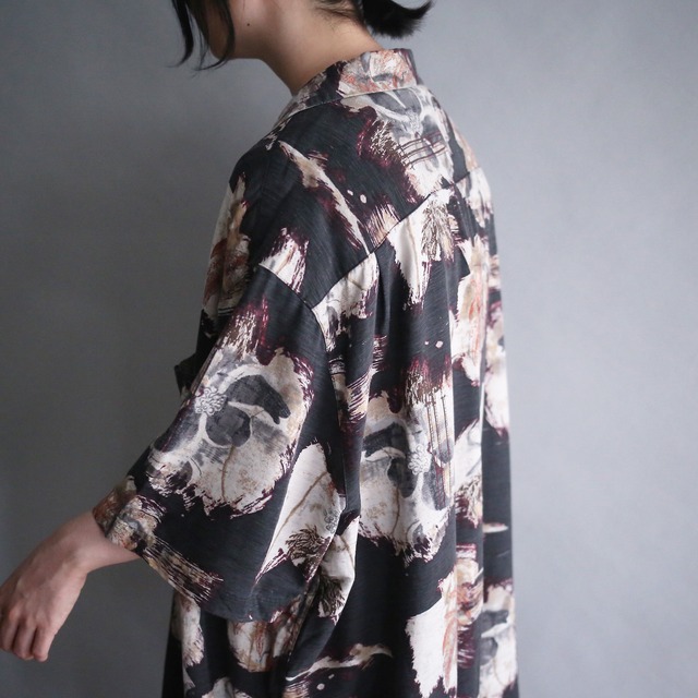 dark art pattern super big size pure silk h/s shirt
