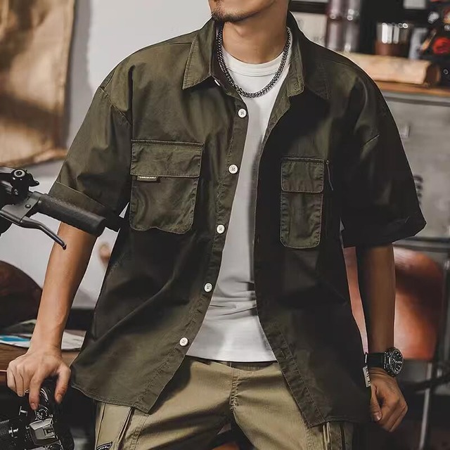 double pocket short sleeve shirt A0635