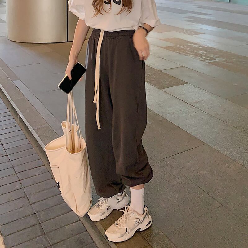 パンツ ルーズカジュアルスプリングオータムハイウェストウェスト薄手 春物 秋物 試着室18987381004