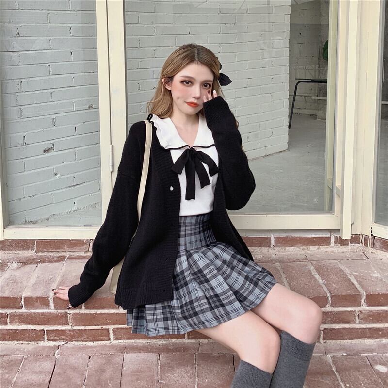 格子柄プリーツスカート オータムウィンタースタイルハイウェストウェストスリムショートAライン 秋物 冬物 ブラックストロベリース87675364311