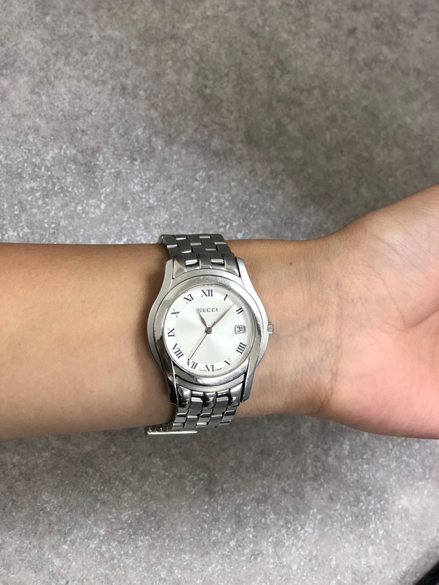 GUCCI グッチ 腕時計 シルバー ローマ文字 ステンレススチール 5500M クウォーツ vintage ヴィンテージ オールド d4tcce