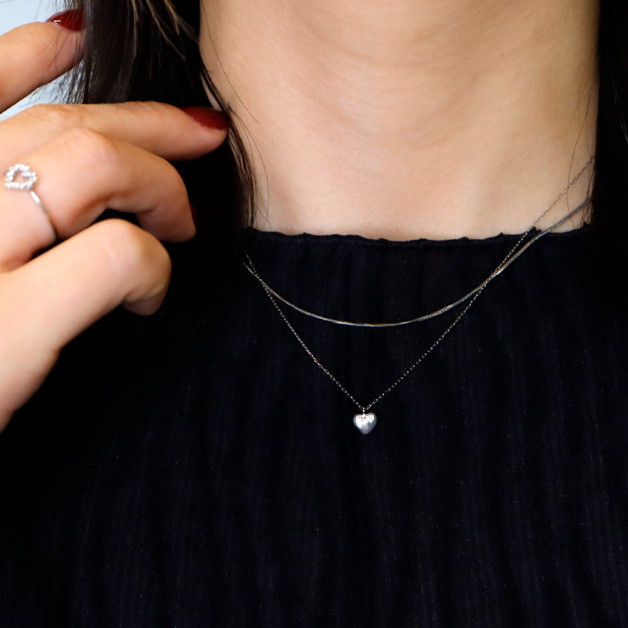 Pt900 ぷっくりハート ネックレスorピアス 選べる