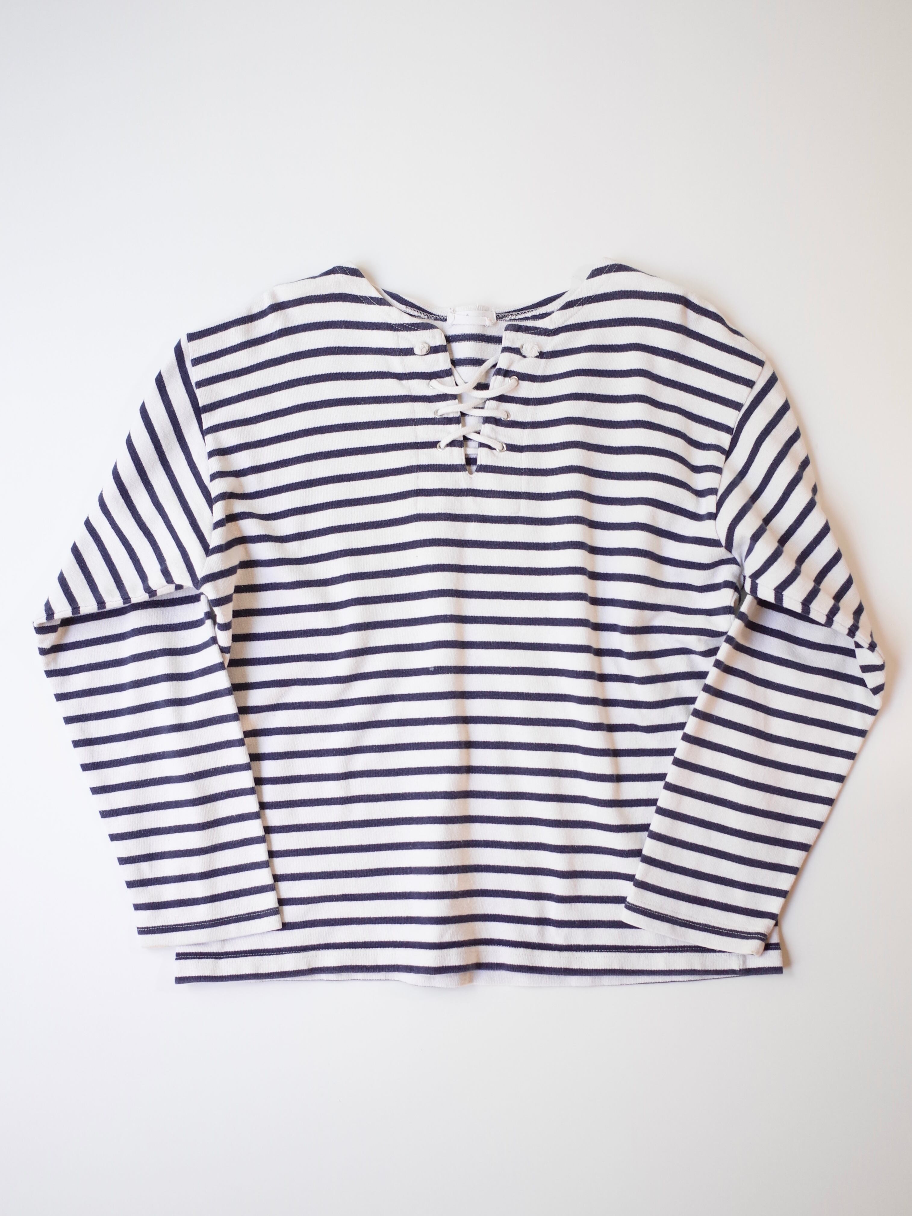 Lace up border basque shirt