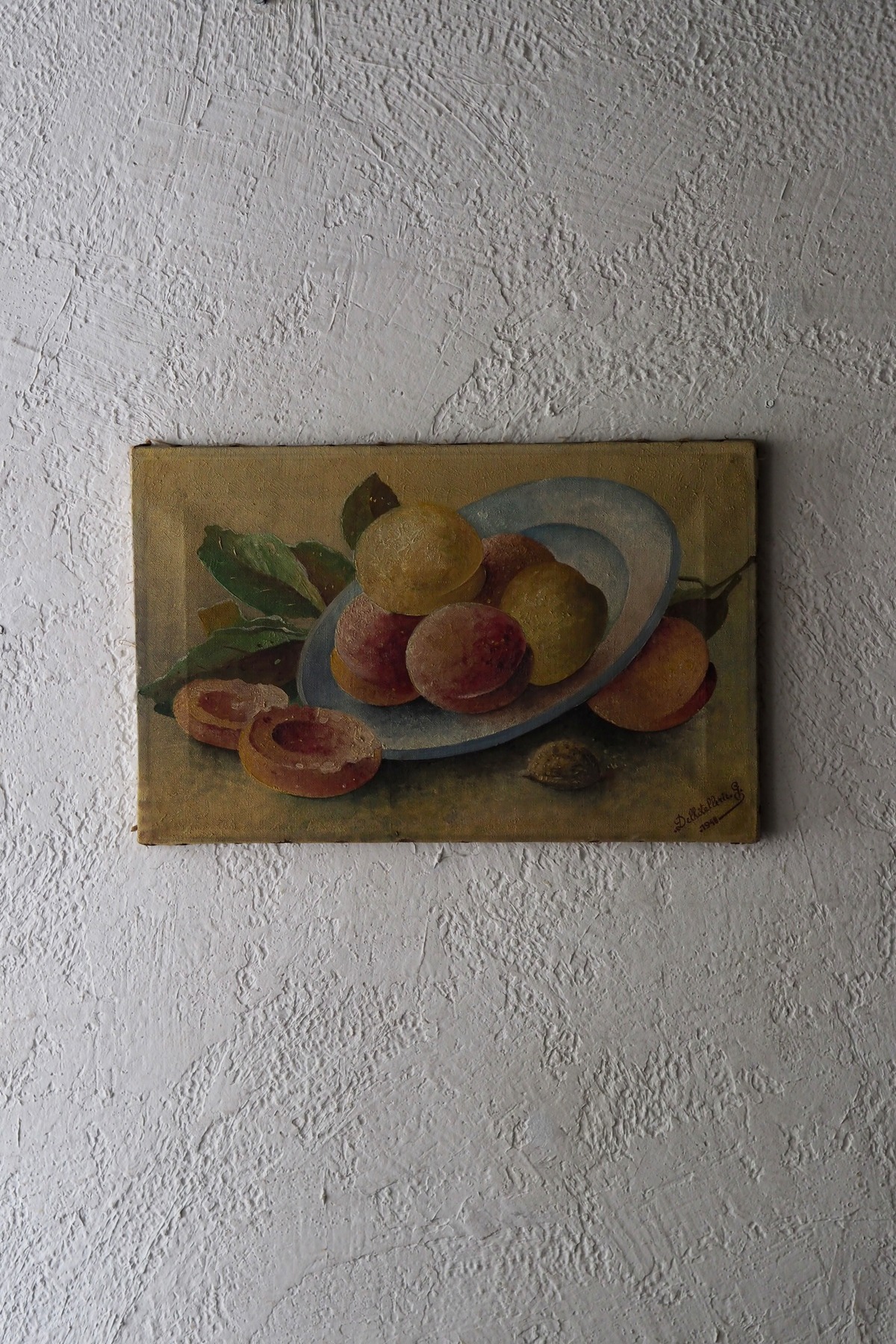 桃を描いた静物画-vintage oil painting | アンティーク.ヴィンテージ 