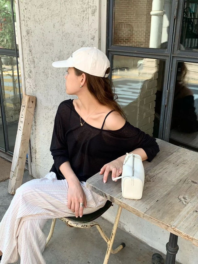 (即納) LIFFEY / Summer knit tee -black-　