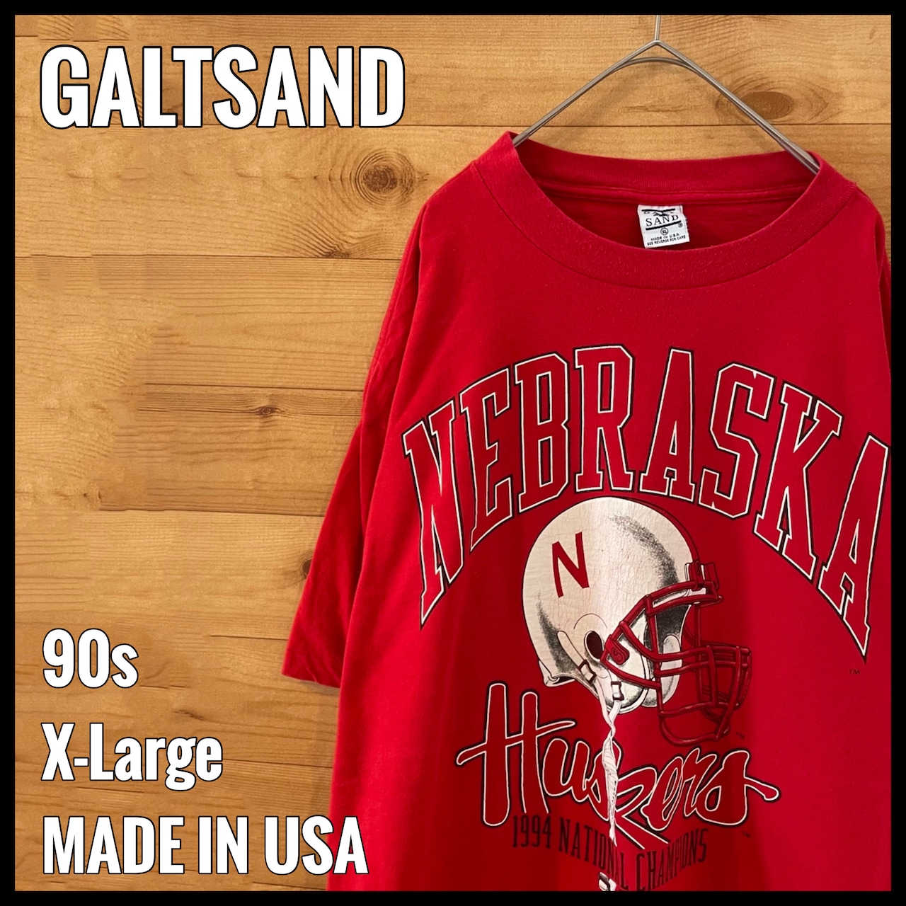 【GALTSAND】90s USA製 カレッジ Tシャツ ネブラスカ大学 ハスカーズ アメフト アーチロゴ XL オーバサイズ us古着