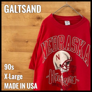 【GALTSAND】90s USA製 カレッジ Tシャツ ネブラスカ大学 ハスカーズ アメフト アーチロゴ XL オーバサイズ us古着