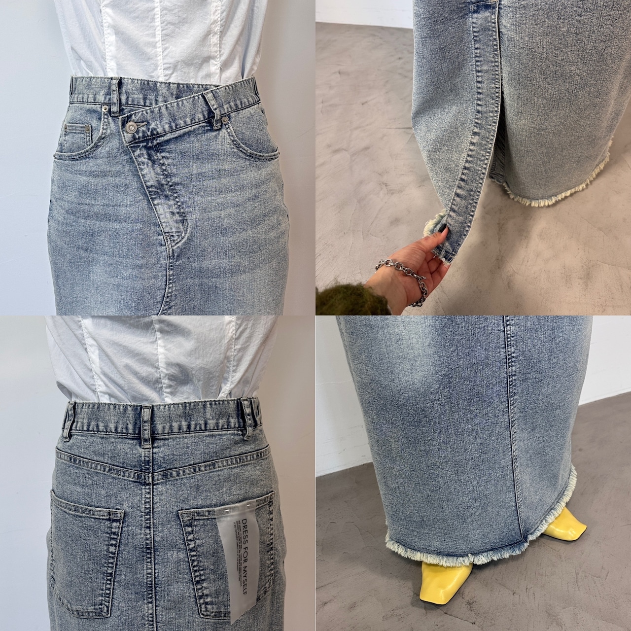 【キャンセル分】リメイクライクラップデニムSK/ブルー