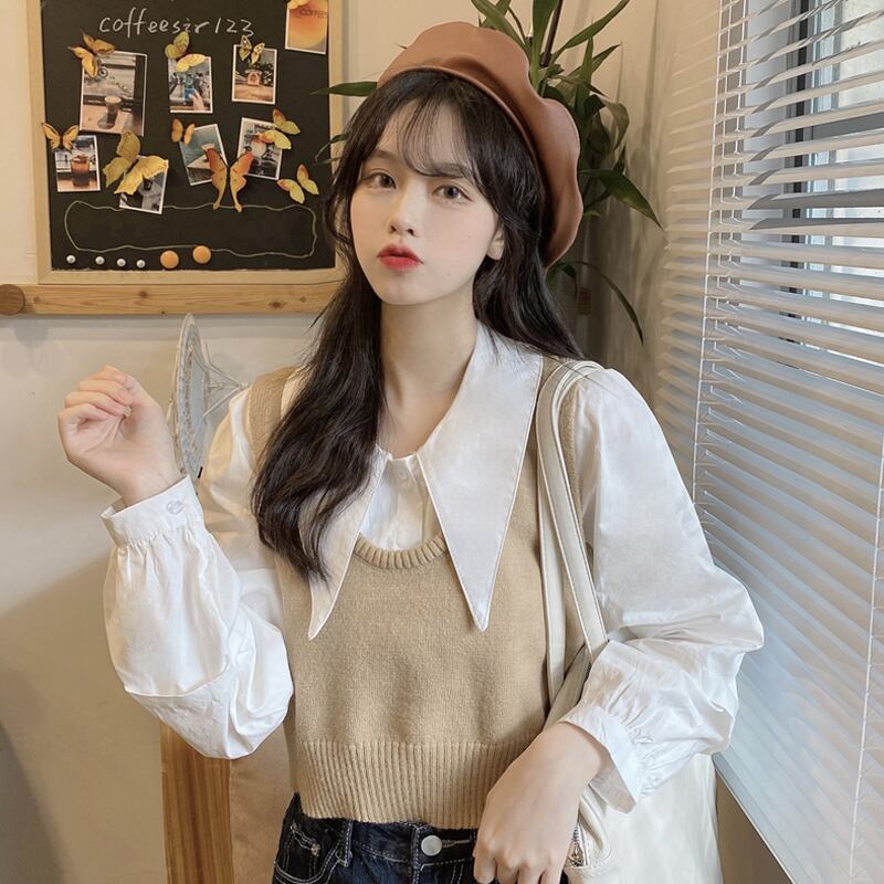 スプリングオータムホワイトシャツ トップス ロング 春物 秋物 試着室9991215523