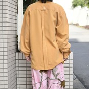 drape silhouette polynosic button down shirt mustard