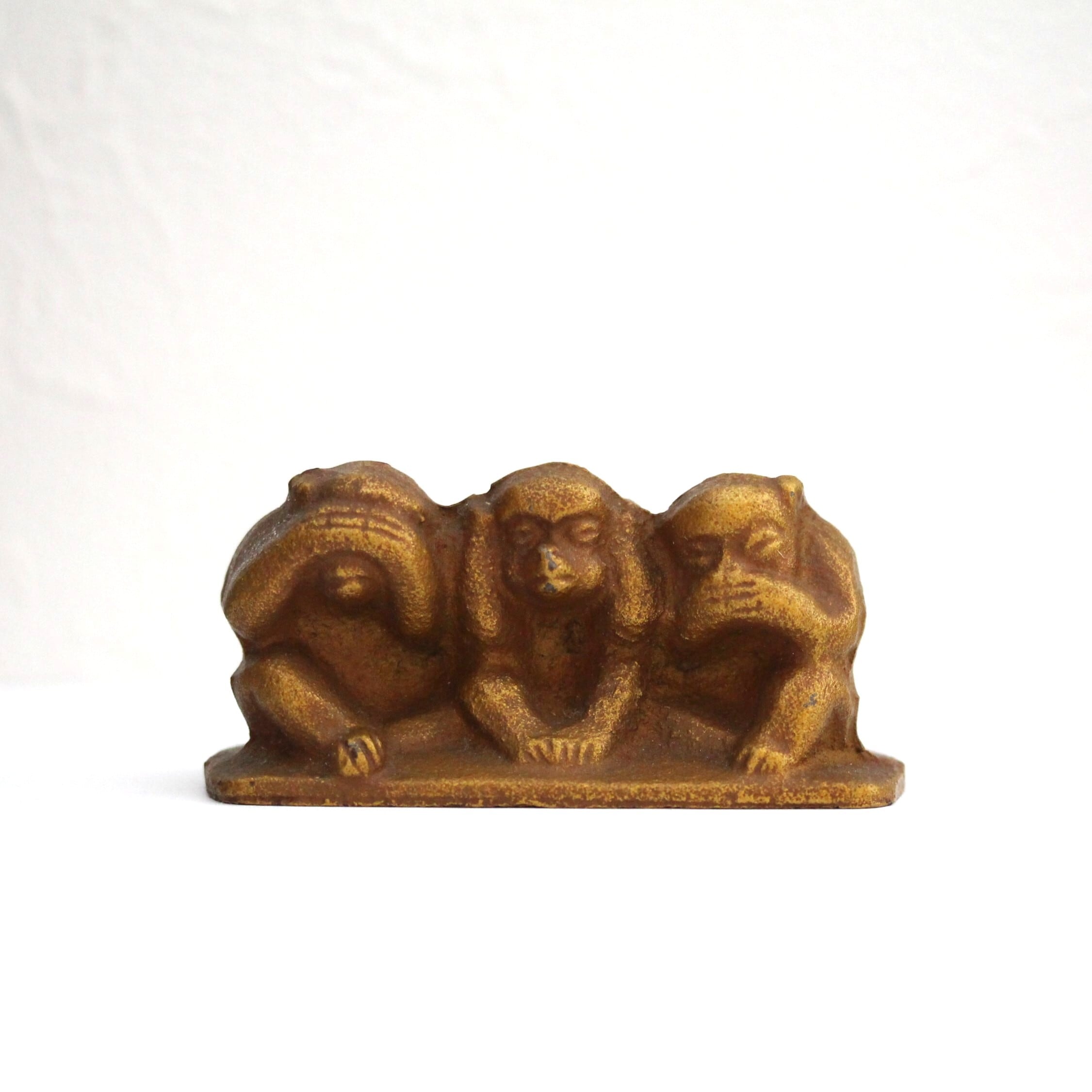 鋳鉄の三猿（見ざる聞かざる言わざる）w8.7cm Japanese Cast Iron