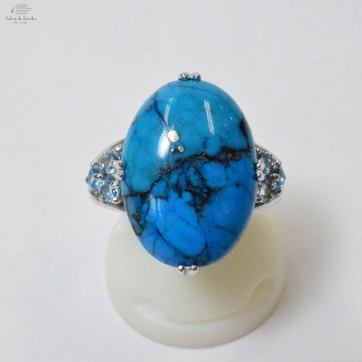 シルバー925天然石 トルコ石リング t601-166 Turquoise Blue Topaz ...