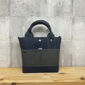 当店人気No.1.▽Bi Color Tote "M"【ディープオーシャン×アスファルトグレー】