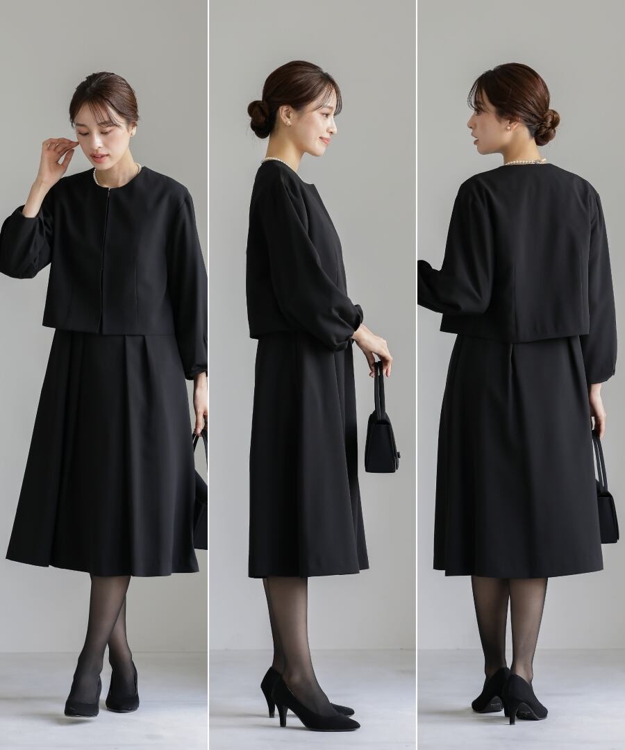 式服⁉️ 最強配送】喪服・礼服【洗えるフォーマル】ボリューム袖ノーカラー