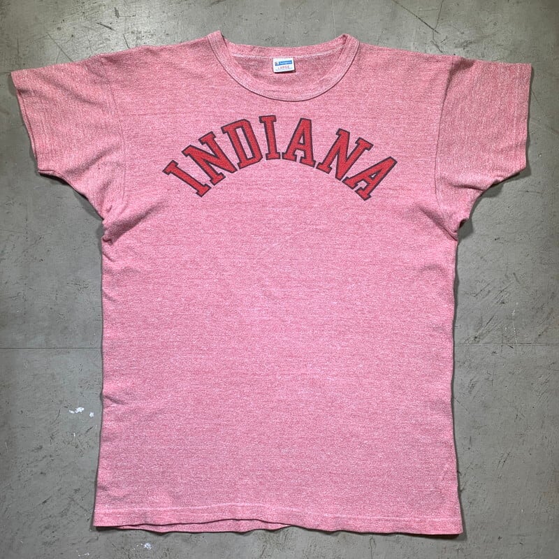 70's~80's Champion チャンピオン カレッジTシャツ 染込みプリント INDIANA 88/12 バータグ後期 赤杢 霜降り 美品  LARGE USA製 希少 ヴィンテージ BA-1531 RM1950H | agito vintage powered by BASE