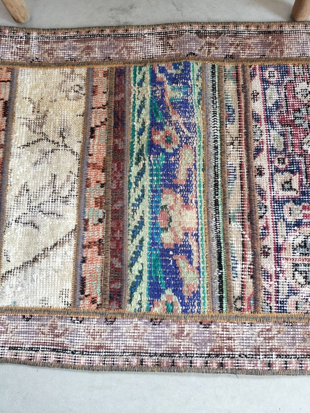 Turkish patchwork small rug 113✕56cm No.385