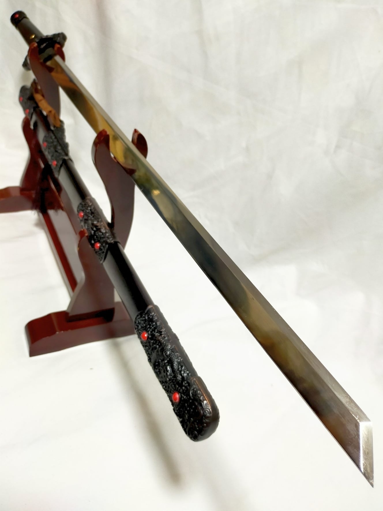 龍泉 黒麒麟装唐大刀 薄刃造り 唐大刀シリーズ③ 軟質ステンレス刀身 