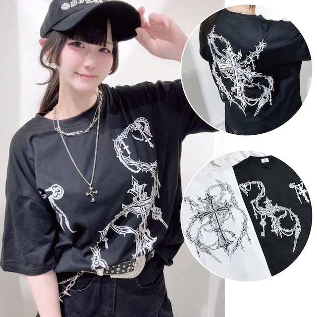【7/3新着】クロスチェーンプリントTシャツ