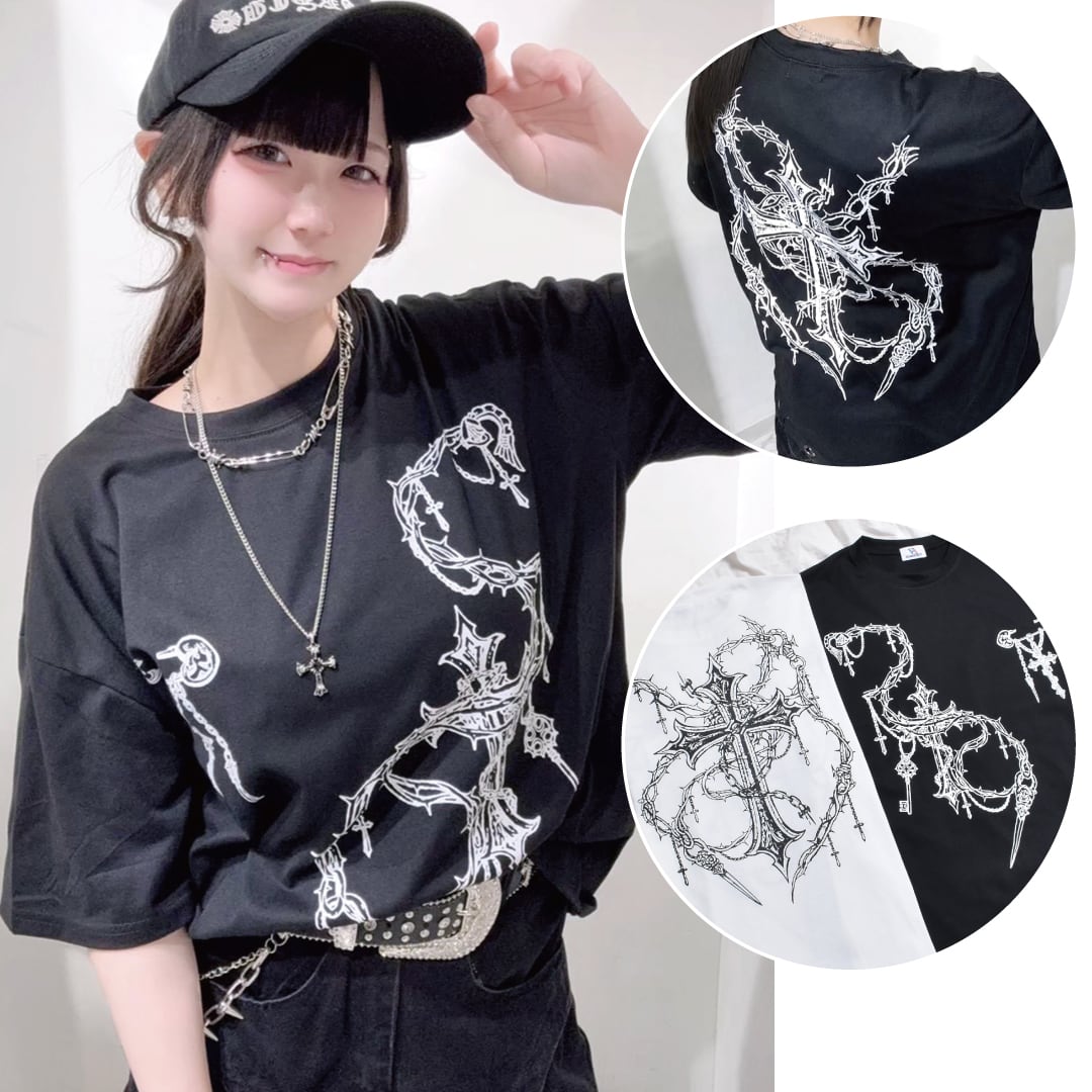 【7/3新着】クロスチェーンプリントTシャツ