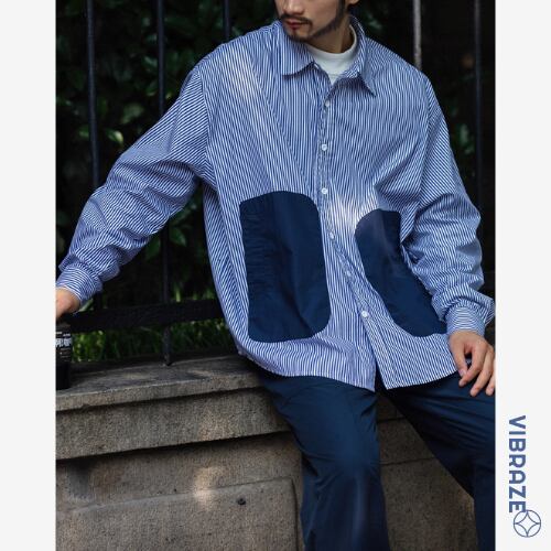 ピンストライプデザインポケットシャツ vi1352