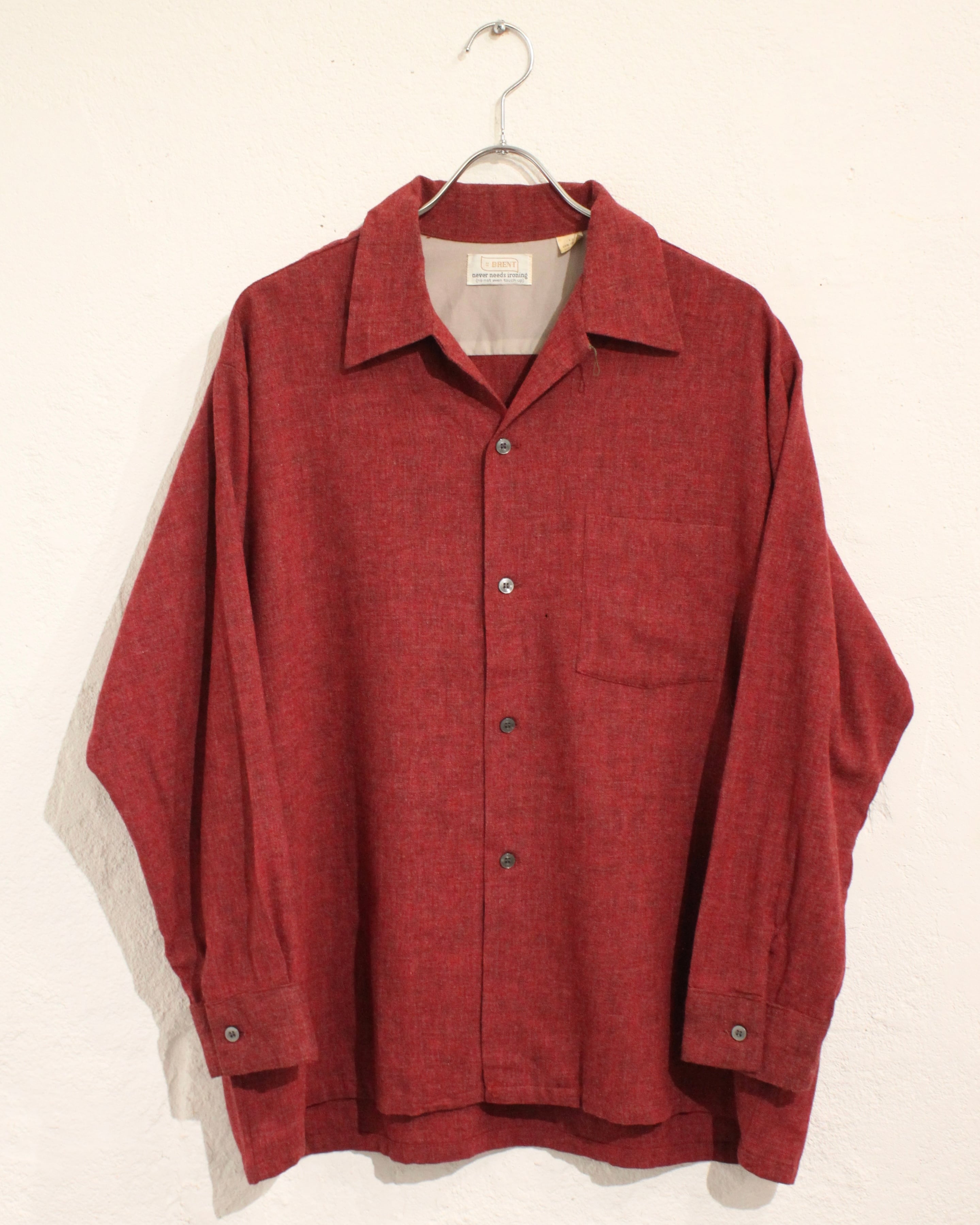 60s~ BRENT Acrylic×Wool Open Collar Shirt