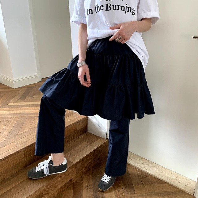 tiered skirt fake two-piece pants L0618