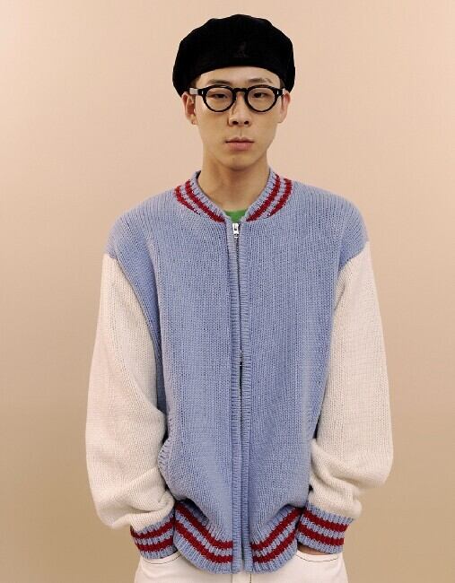 ☆BOYNEXTDOOR ウナク 着用！！【Mmlg】PLAYER KNIT JACKET (BLUE