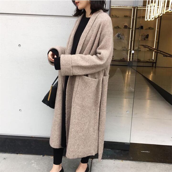 新色入荷・長セクション ゆったりする ニットカーディガン 怠惰な風 セーターコート 厚手