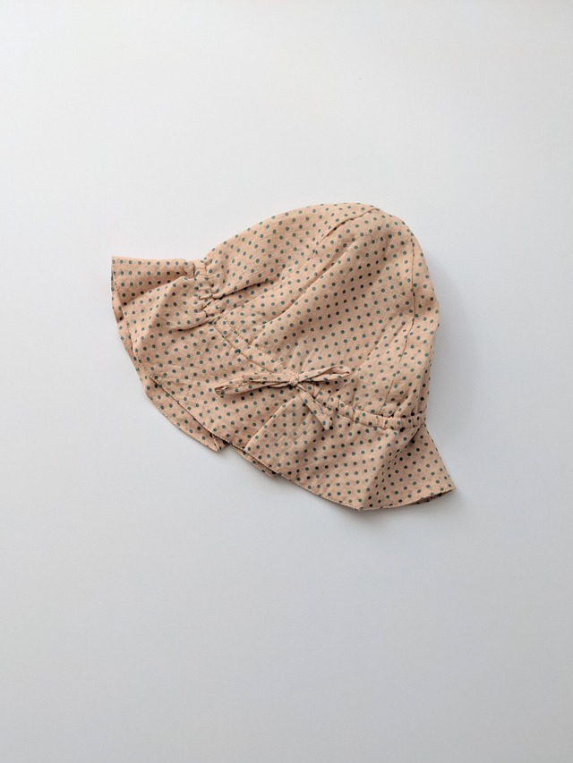 Last 1_Beige Cotton Hat With Green Dots / Emile et Ida