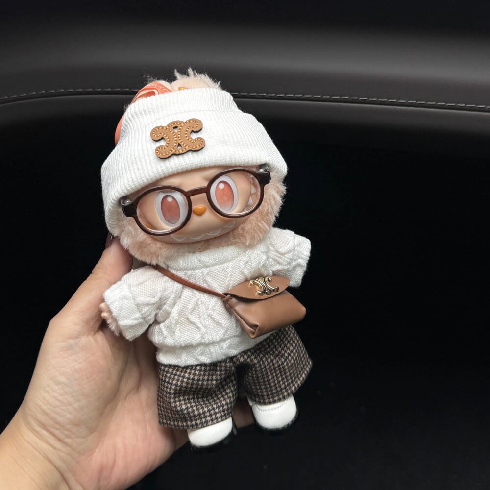 秋冬新作♡ 高級感のあるドール服!Labubu 1-3世代 メイラードコーデ チェックパンツと上品なスタイル 高級感のある上質ドール服 15cm/17cm ラブブ