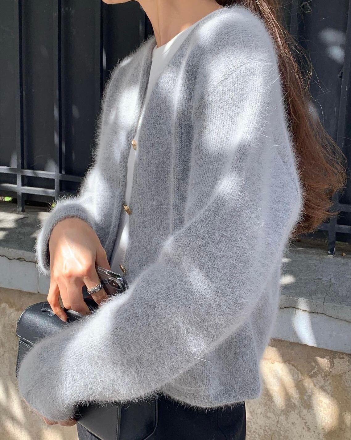 Ounce wool boucle tweed jumper ホワイト 