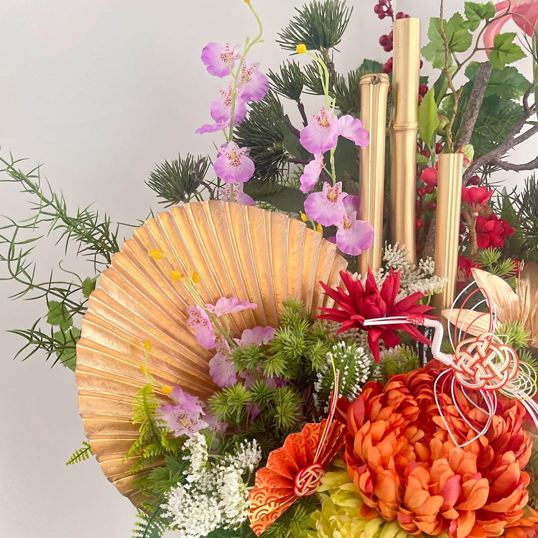 【特大サイズ 正月アレンジメント】 扇と松が描く迎春の華｜和モダン・豪華お正月 特大サイズ 正月アレンジメント】 扇と松が描く迎春の華｜和モダン