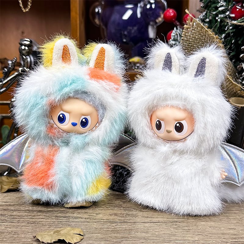 激カワ!Labubu 4.0 大天使 10cm ラブブ モフモフ長毛の癒しぬいぐるみ 白&カラー やわらか