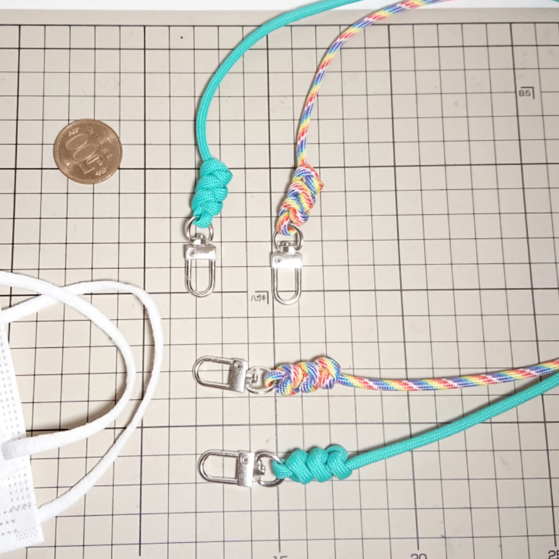 ストラップ 60cm レインボー パラコード マスクストラップ | yasuぱら