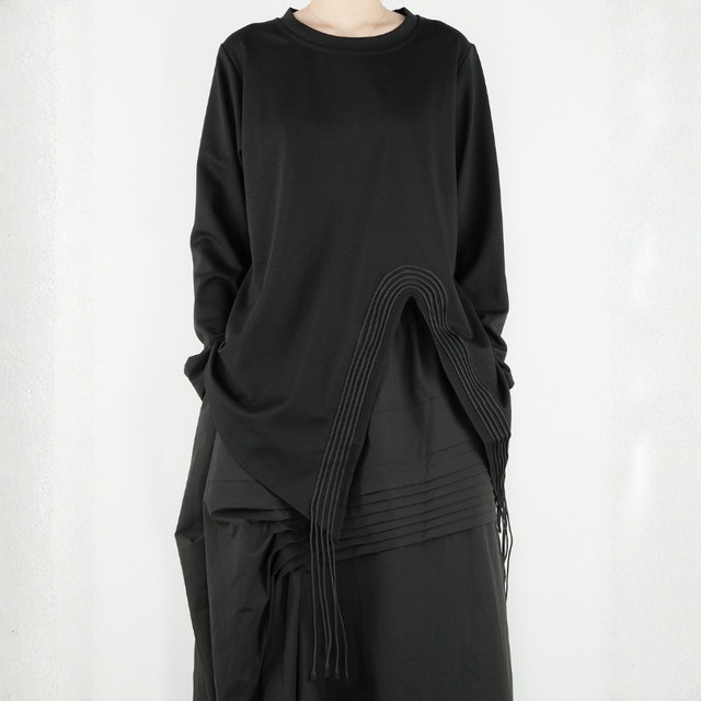 U-Slit Cord Detail Long Tee　H0326